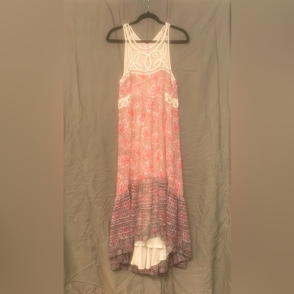 Free People Pink and White High-Low Sundress